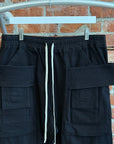 RICK OWENS NWT DRKSHDW HEAVY COTTON CREATCH CARGO PANTS (L) ‘BLACK’