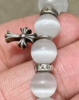 CHROME HEARTS BEADED STACK CH CROSS CHARM BRACELET ’WHITE’