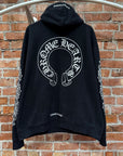 CHROME HEARTS SUNFADED HORSESHOE FLORAL PULLOVER HOODIE ‘BLACK’
