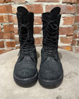 RICK OWENS FW09 CRUST BLISTERED LAMBSKIN COMBAT BOOTS ‘BLACK’