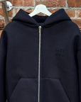 MIU MIU PADDED WOOL ZIP HOODIE ‘NAVY’