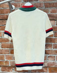 GUCCI WEB STRIPE KNIT POLO SWEATER ‘CREAM’