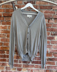 MAISON MARGIELA LEATHER ELBOW PATCH CARDIGAN ‘GREY’