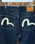 EVISU THICK GULL GULL SLIM STRAIGHT DENIM ‘INDIGO/WHITE’