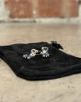 CHROME HEARTS SAPPHIRE STUDDED TINY E DROP EARRING SET ‘SILVER’