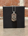 CHROME HEARTS RAISED CEMETERY CROSS DOG TAG NECKLACE ’SILVER’