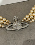 VIVIENNE WESTWOOD XL 2D ORB PEARL CHOKER ‘SILVER’