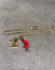 LOUIS VUITTON CORAL ENAMEL CHARM PENDANT NECKLACE ‘GOLD’
