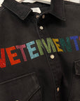 VETEMENTS SS19 RHINESTONE EMBELLISHED DENIM OVERSHIRT ‘BLACK’