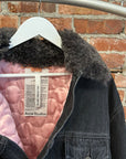 ACNE STUDIOS FAUX FUR DENIM JACKET ‘BLACK/GREY’