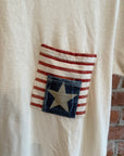 KAPITAL AMERICAN FLAG DOUBLE POCKET TEE ‘WHITE’