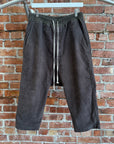 RICK OWENS DRKSHDW MOLESKIN DRAWSTRING CROPPED PANTS ‘DIRT’