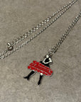 HYSTERIC GLAMOUR PIN UP GIRL ENAMEL NECKLACE ‘SILVER’