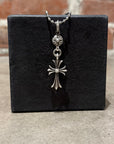 CHROME HEARTS TINY CROSS W/ CROSSBALL NECKLACE ‘SILVER’