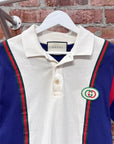 GUCCI APPLIQUED WEBBING TRIMMED POLO SHIRT ‘MULTI’
