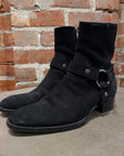 SAINT LAURENT FW13 SUEDE WYATT HARNESS BOOTS ‘BLACK’
