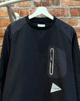 AND WANDER LIGHT POLYESTER PULLOVER ‘BLACK’