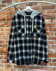 NUMBER (N)INE COTTON TWILL OMBRÉ CHECK FLANNEL HOODIE SHIRT