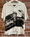 STUSSY SPEEDWAY CAMP COLLAR SHIRT ‘WHITE/BLACK’