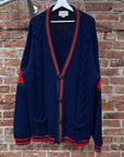 GUCCI OVERSIZED CABLE KNIT CARDIGAN ‘BLUE’