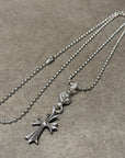 CHROME HEARTS TINY CROSS W/ CROSSBALL NECKLACE ‘SILVER’