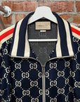 GUCCI GG PATTERN TRACK JACKET ‘NAVY/RED’