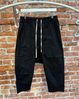 RICK OWENS FW18 POPLIN CROPPED DRAWSTRING PANTS ‘BLACK’