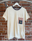 KAPITAL AMERICAN FLAG DOUBLE POCKET TEE ‘WHITE’