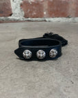 CHROME HEARTS ADJUSTABLE CROSS BALL LEATHER BRACELET ‘BLACK’