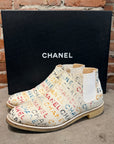 CHANEL SS14 GRAFFITI CANVAS CHELSEA BOOTS ‘MULTI’