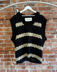 ANDERSON BELL STRIPED V-NECK SWEATER VEST ‘BLACK/WHITE’