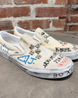 PALY HOLLYWOOD 1 OF 1 HAND PAINTED VANS SLIP ONS ‘WHITE’