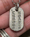 CHROME HEARTS RAISED CEMETERY CROSS DOG TAG NECKLACE ’SILVER’
