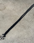 CHROME HEARTS DOUBLE PLUS LEATHER BRAID NECKLACE ‘BLACK/SILVER’