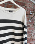 STUSSY CLASSIC STRIPED CREWNECK ‘BLACK/WHITE’