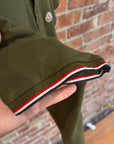 MONCLER TRICOLOR TRIMMED PIQUE POLO ‘OLIVE’