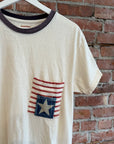 KAPITAL AMERICAN FLAG DOUBLE POCKET TEE ‘WHITE’