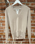 MAISON MARGIELA V-NECK WOOL SWEATER ‘SAND’