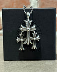 CHROME HEARTS SMALL TRIPLE CROSS NECKLACE ‘SILVER’