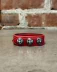 CHROME HEARTS CROSSBALL LEATHER BRACELET ‘RED’