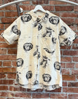 KAPITAL CAT SCRIBBLE BUTTON UP SHORT SLEEVE SHIRT ‘CREAM’