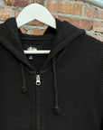 STUSSY DOUBLE LAYER WAFFLE ZIP HOODIE ‘BLACK’