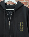 CHROME HEARTS OLIVE VERTICAL SCRIPT ZIP HOODIE ‘BLACK’
