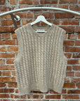 ACNE STUDIOS CABLE KNIT WOOL VEST ‘SAND/MULTI’