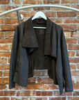 ALL SAINT ASYMMETRICAL SUEDE MOTO JACKET ‘BROWN’