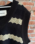 ANDERSON BELL STRIPED V-NECK SWEATER VEST ‘BLACK/WHITE’