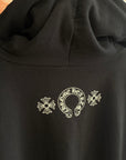 CHROME HEARTS EYE CHART MULTI-LOGO ZIP HOODIE ’BLACK’