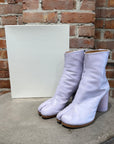 MAISON MARGIELA 80MM TABI LEATHER ANKLE BOOTS ‘LAVENDER’