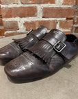 PRADA SS25 FRINGED MONK STRAP SHUFFLE LOAFERS ‘BROWN’
