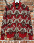 HYSTERIC GLAMOUR FOLK BLANKET KNITTED BOMBER ‘RED’
